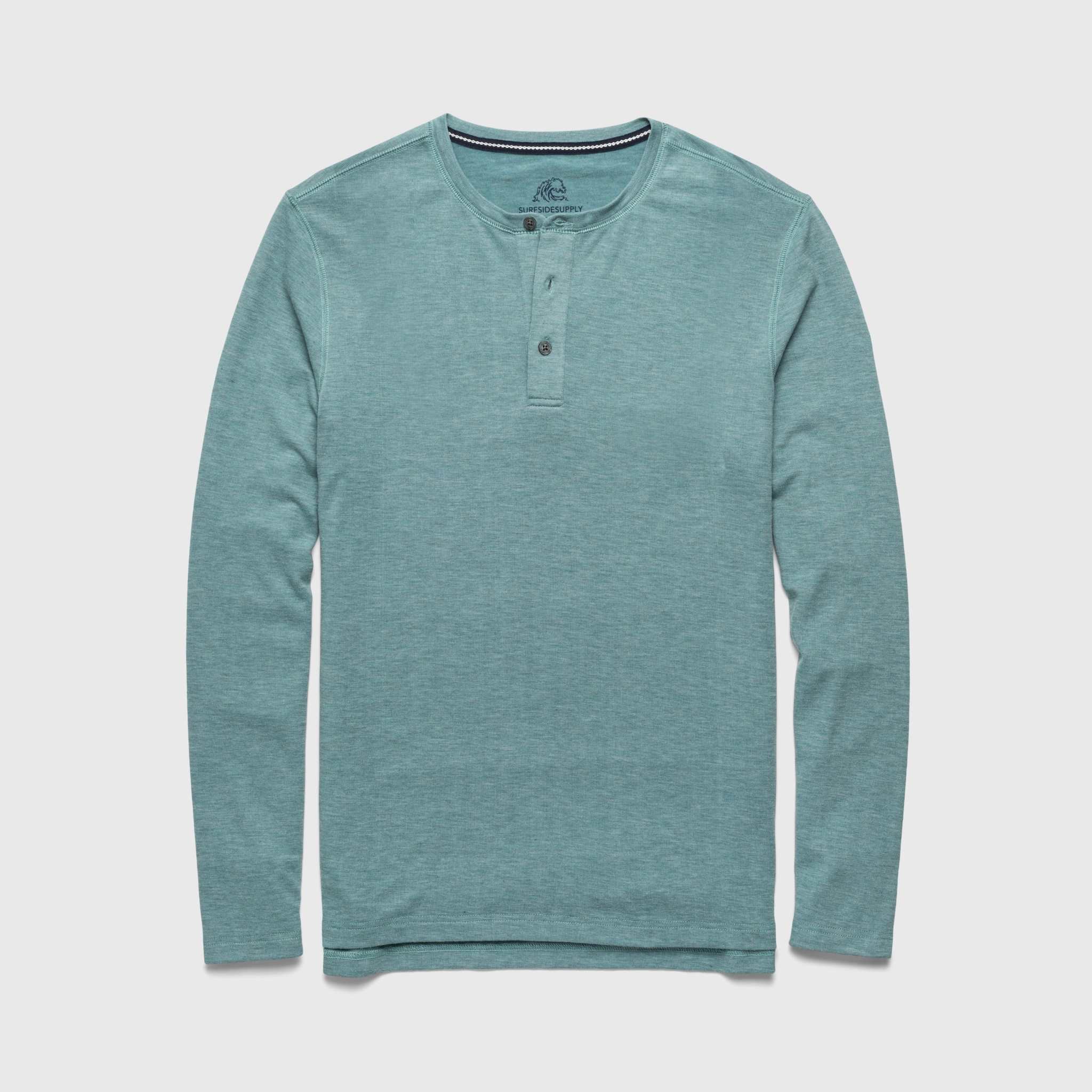Sean Ultra Soft Classic Henley - Aqua Heather - Surfside Supply Co