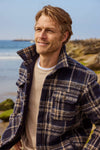 Skip Quilted Plush Plaid Shirt Jacket - Navy