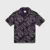 Mariner All Over Leaf Embroidery Camp Collar Shirt - Navy Blazer