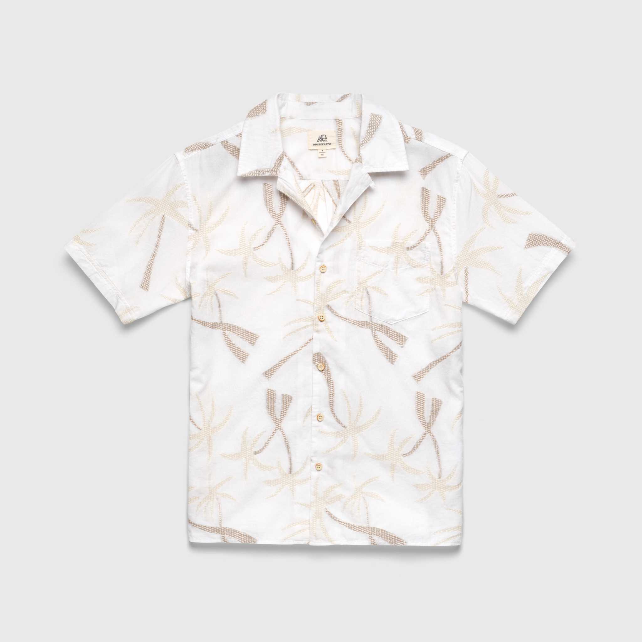 Mariner Palm Camp Collar Shirt - White - Surfside Supply Co
