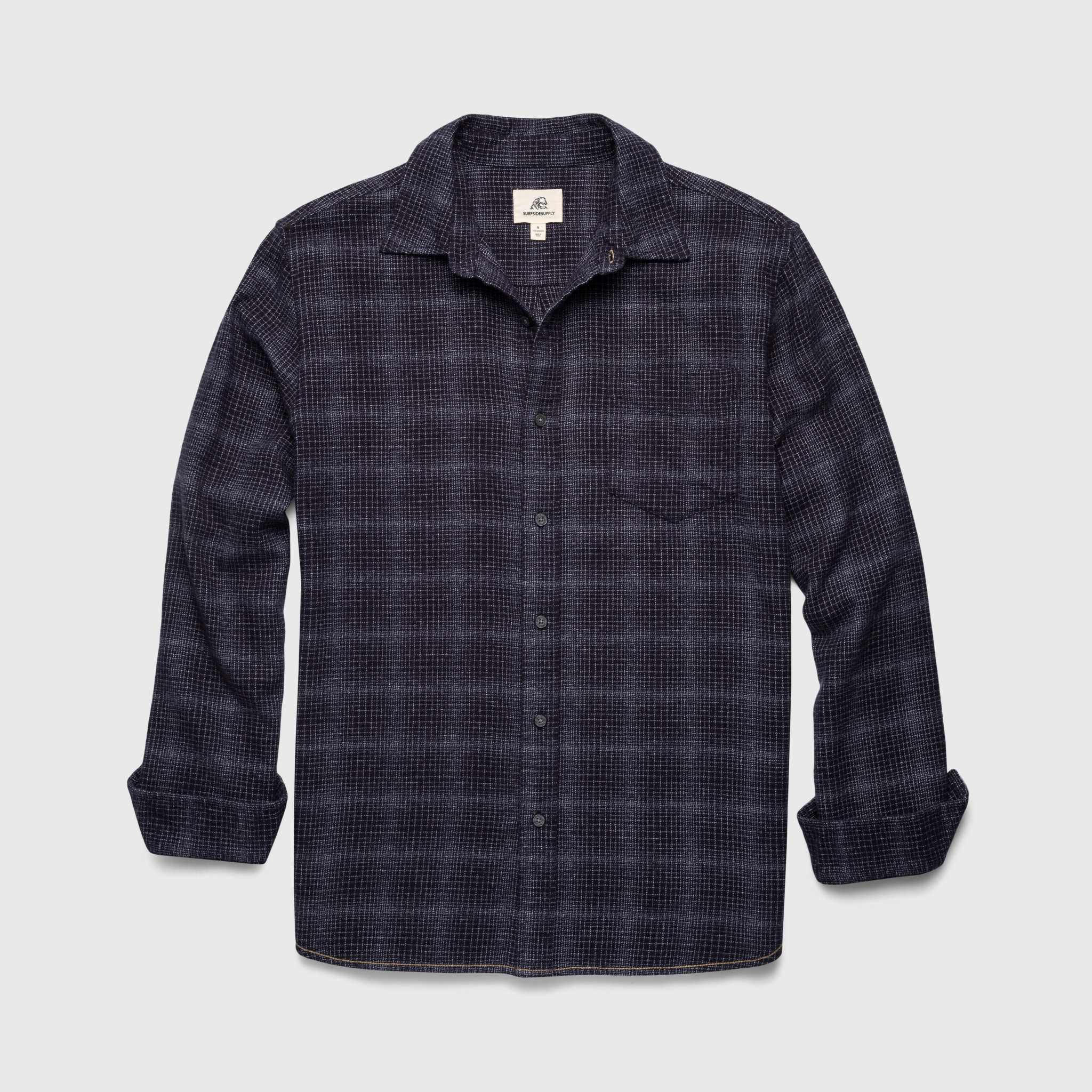 Brian Brushed Plaid Shirt - Navy Plaid - Surfside Supply Co