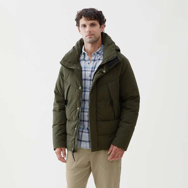 Luca Quilted Puffer Hooded Parka - Olive