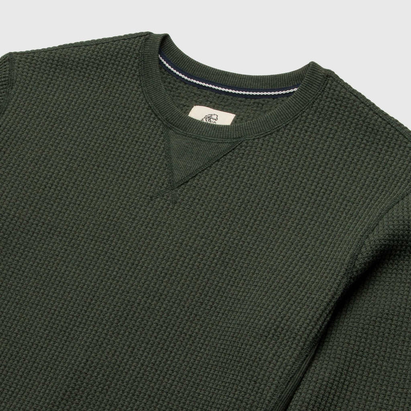 Butch Waffle Thermal Crewneck - Green Heather