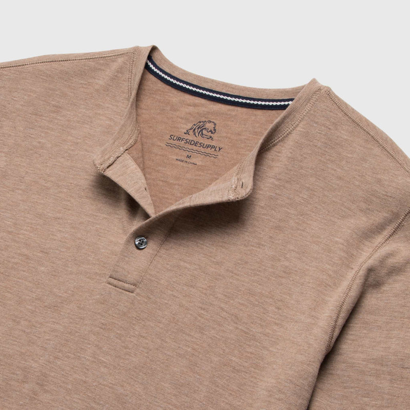 Sean Ultra Soft Classic Henley - Camel Heather