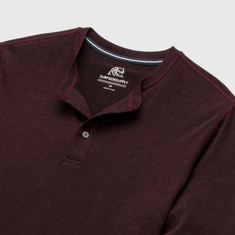 Sean Ultra Soft Classic Henley - Cabernet Heather