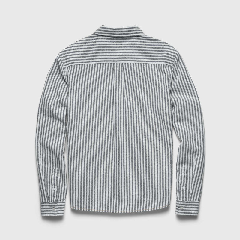 Brian Brushed Twill Stripe Shirt - Navy