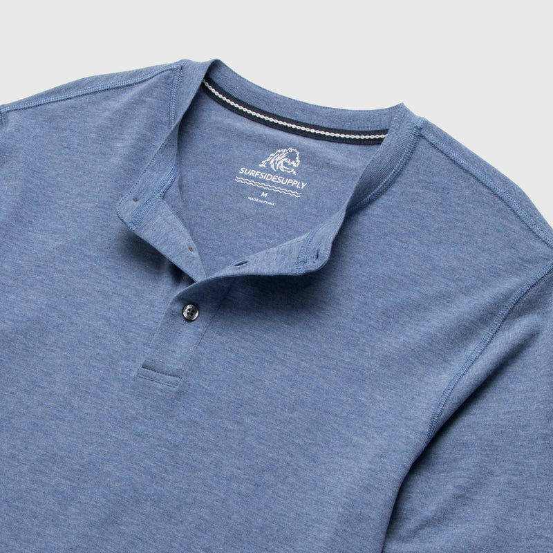 Sean Ultra Soft Classic Henley - Blue Heather