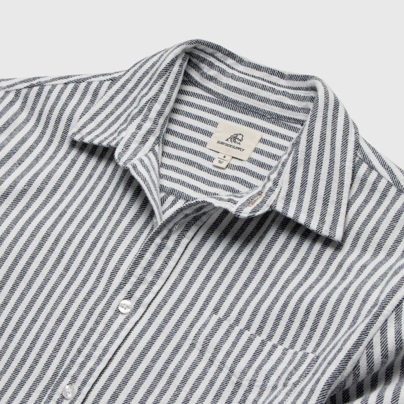Brian Brushed Twill Stripe Shirt - Navy