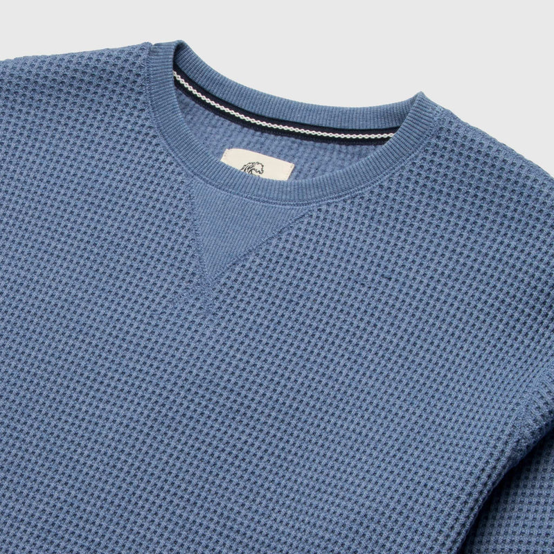 Butch Waffle Thermal Crewneck - Blue Heather