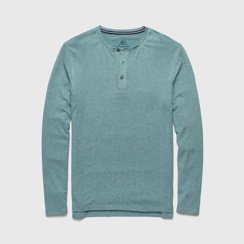 Sean Ultra Soft Classic Henley - Aqua Heather