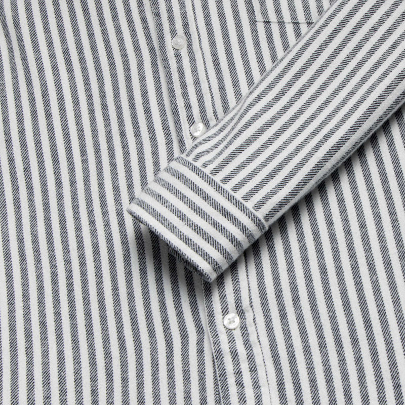 Brian Brushed Twill Stripe Shirt - Navy
