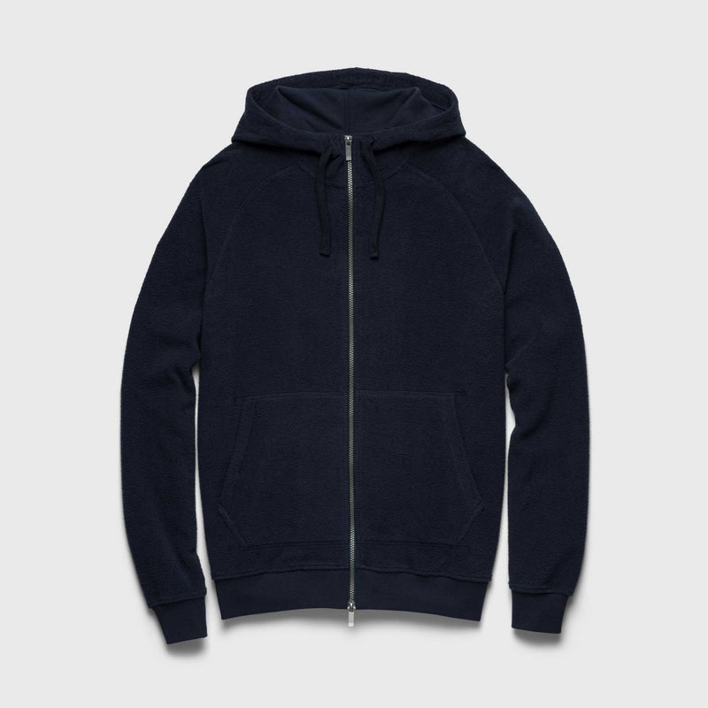 Danny Full-Zip Fuzzy Fleece Hoodie - Navy Blazer