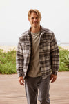 Skip Sherpa Plaid Shirt Jacket - Grey