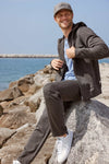 Danny Full-Zip Twill Hoodie - Charcoal Heather