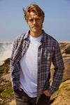 Brian Washed Twill Plaid Shirt - Blue Grey Combo