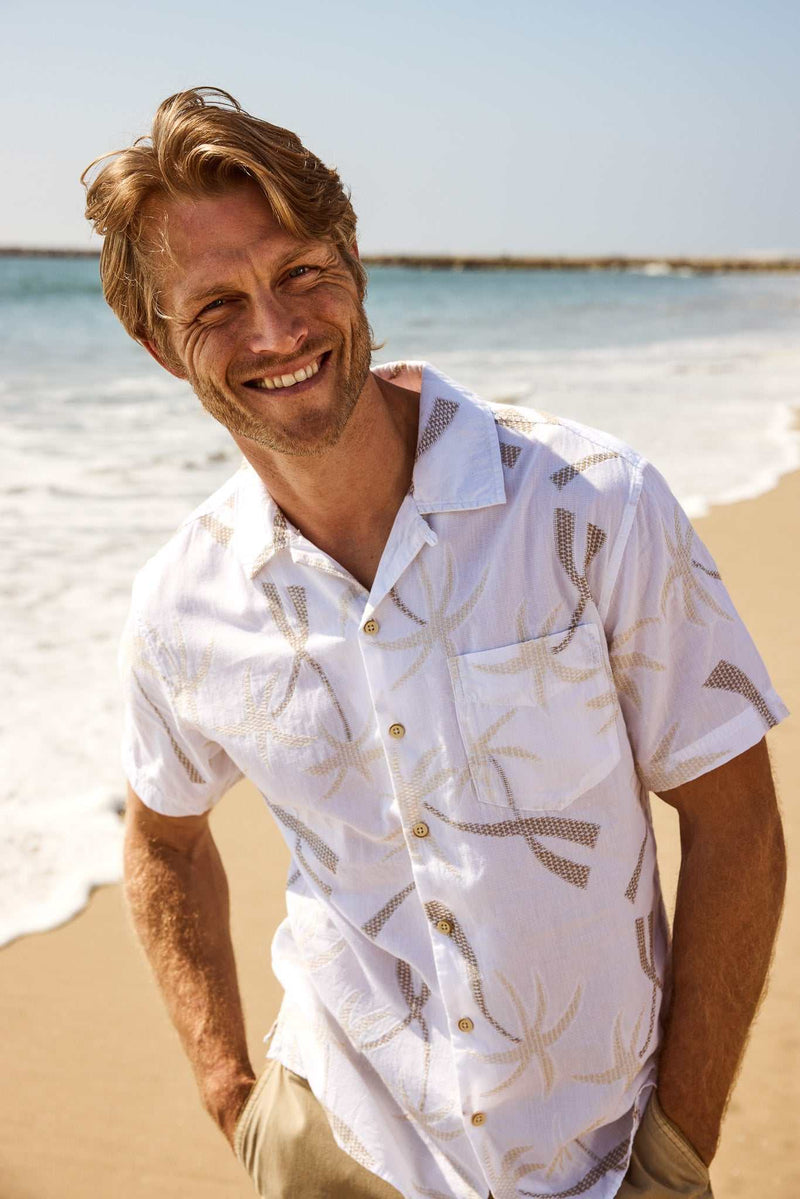 Mariner Leaf Camp Collar Shirt - White - Surfside Supply Co