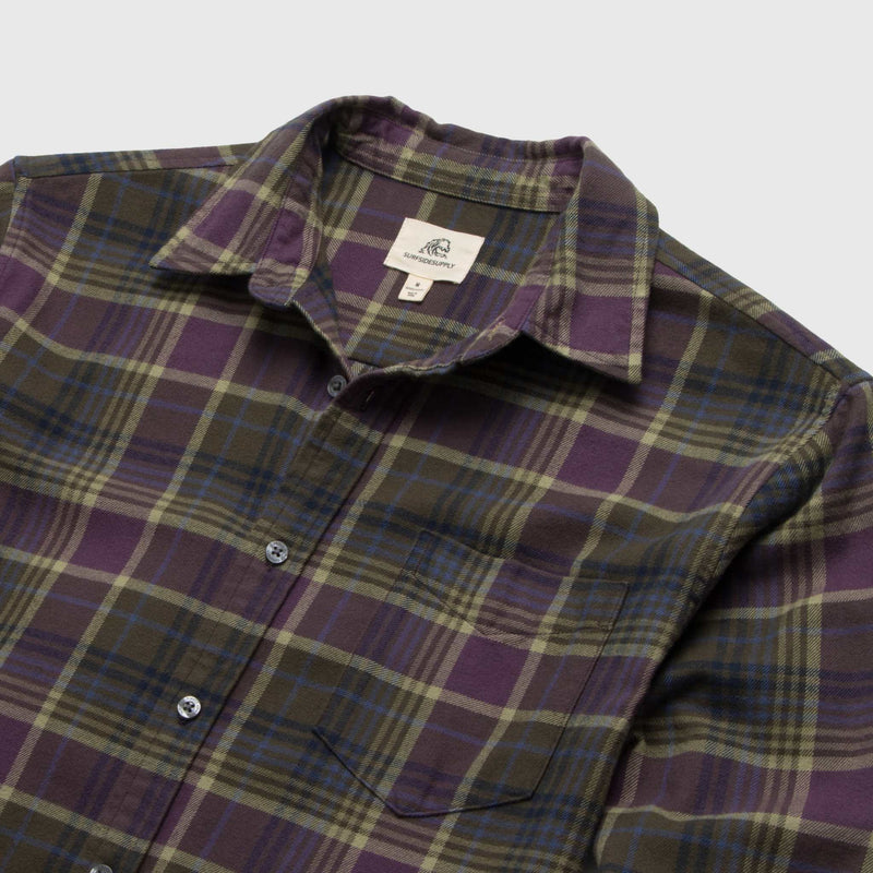 Brian Flannel Plaid Shirt - Grape Combo