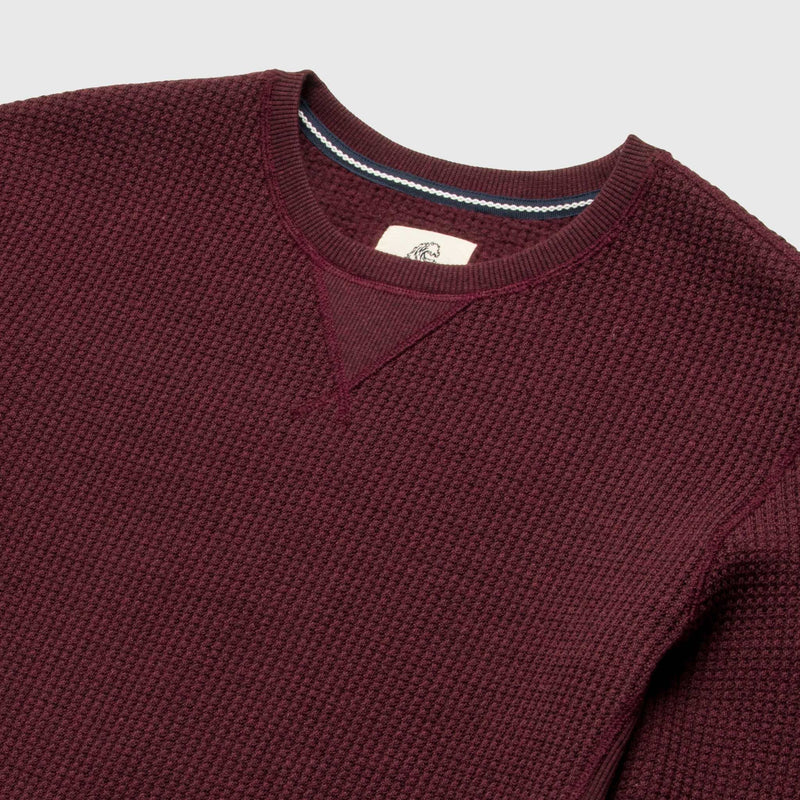 Butch Waffle Thermal Crewneck - Cabernet Heather