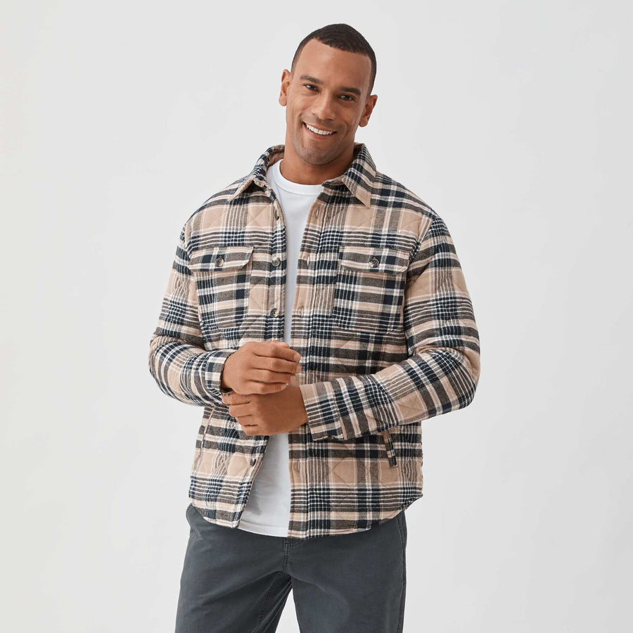 SUPER 120’S SHIRT JACKET Skip Quilted Shirt Jacket - Navy Heather - Surfside Supply Co