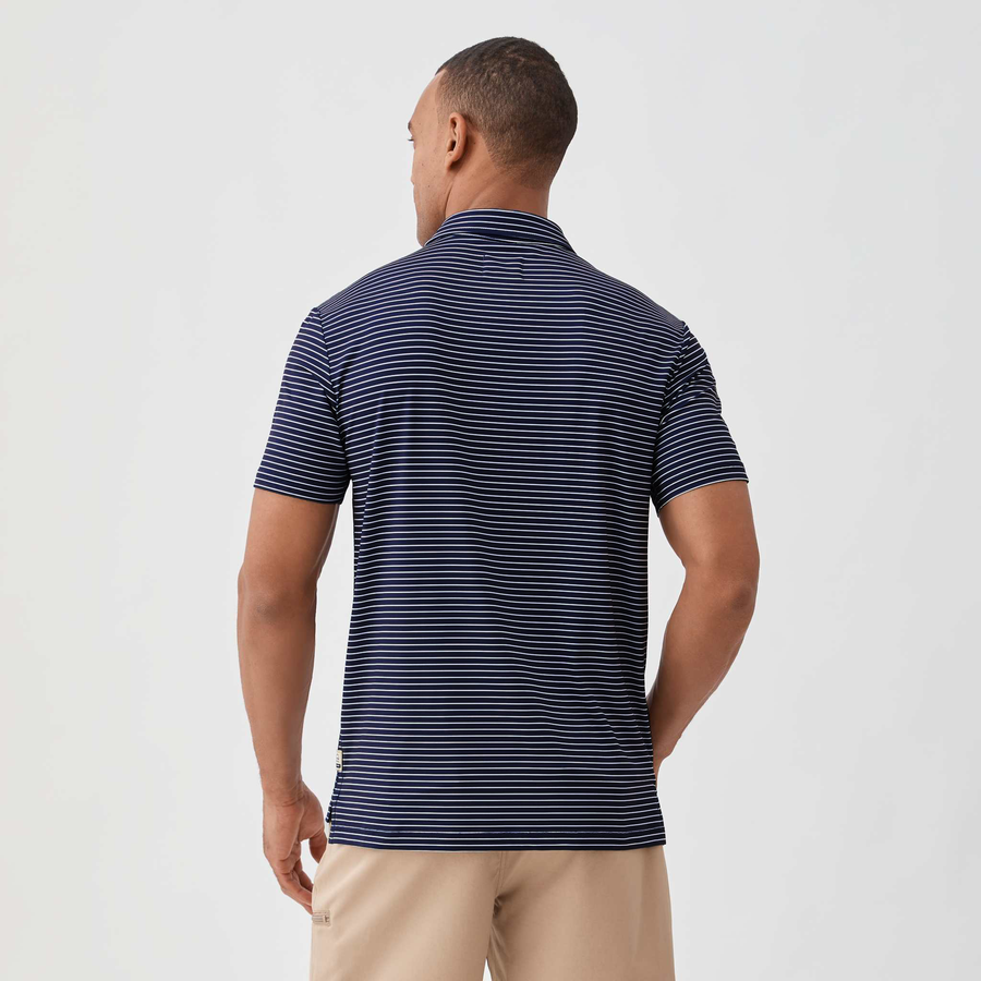 Shore Collarless Polo - Navy Stripe - Surfside Supply Co