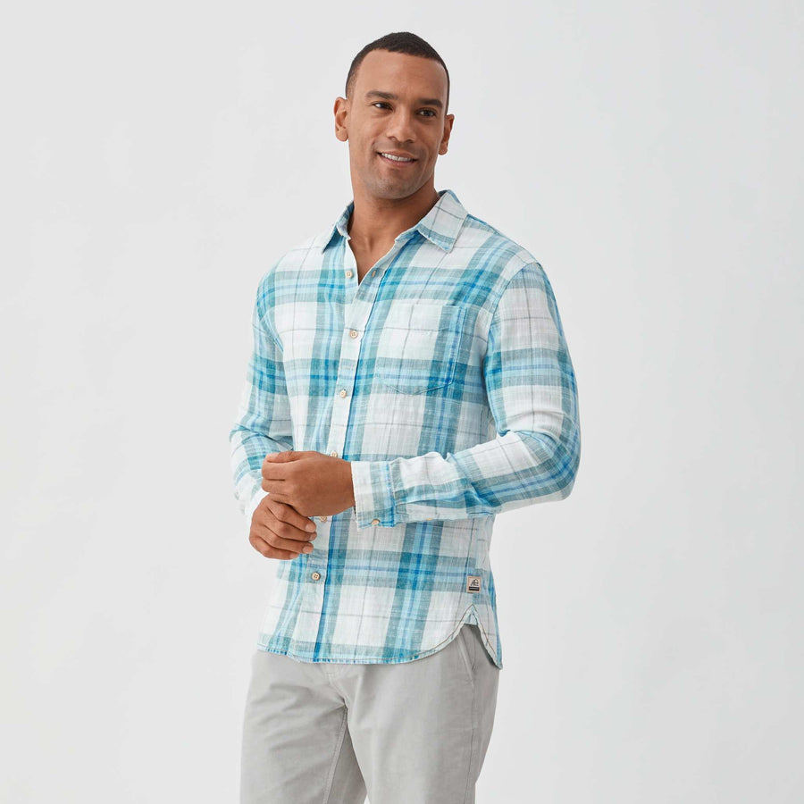 Brian Twill Plaid Shirt - Blue Combo - Surfside Supply Co