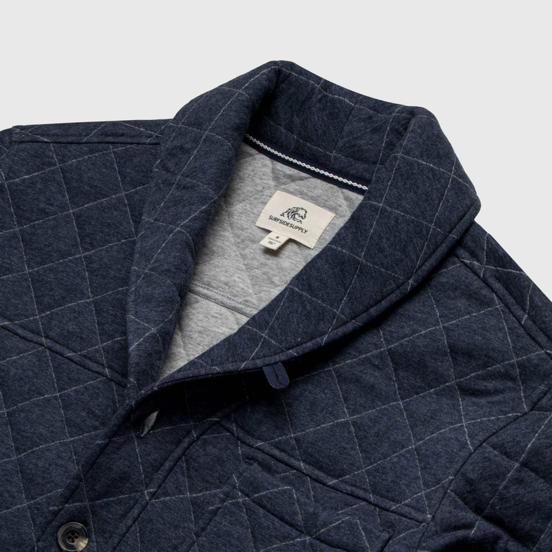 Austin Quilted Shawl Cardigan – Navy Heather