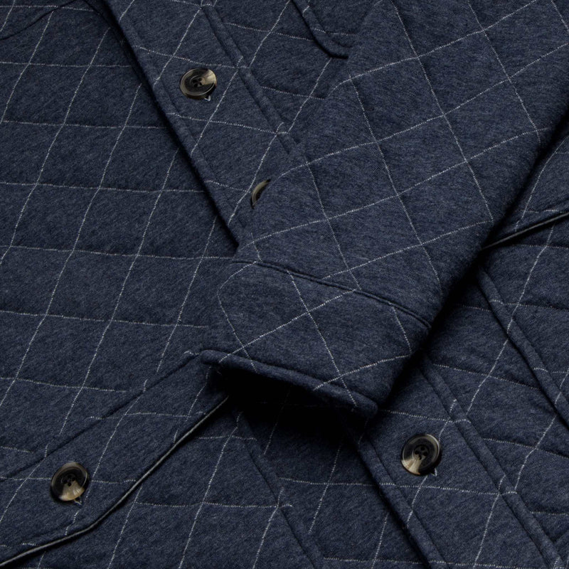 Austin Quilted Shawl Cardigan – Navy Heather