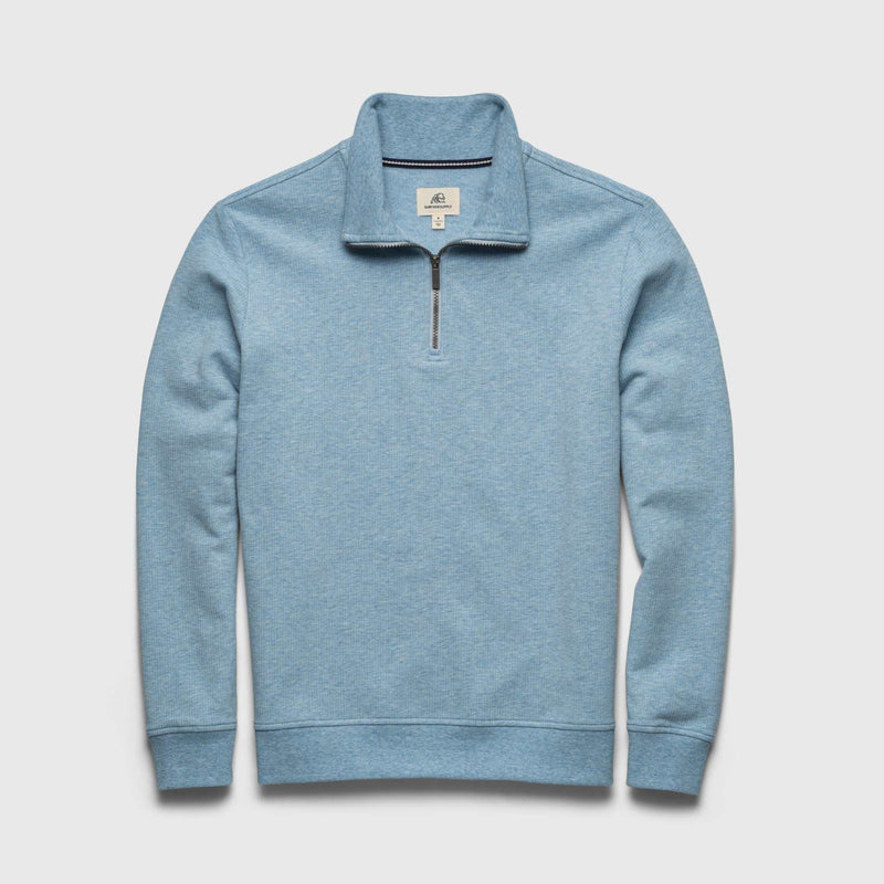 Bobby Soft Ribbed Fleece Quarter Zip - Blue Heather