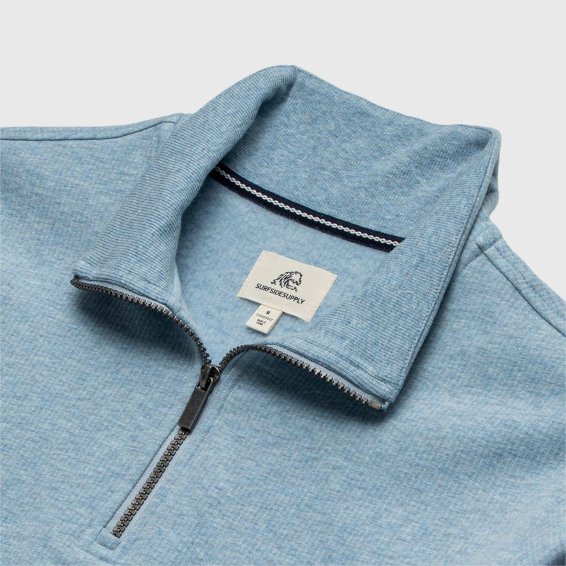 Bobby Soft Ribbed Fleece Quarter Zip - Blue Heather