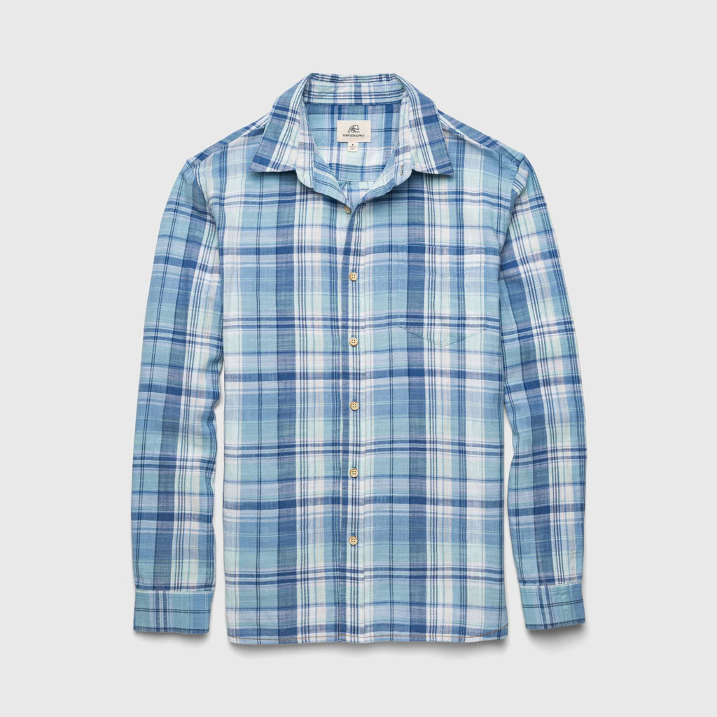 Brian Twill Plaid Shirt - Aqua Blue Combo - Surfside Supply Co