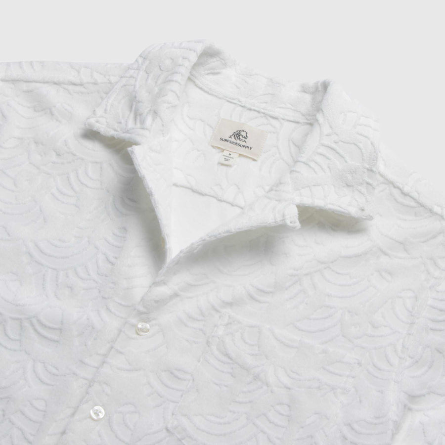 Mariner Terry Camp Collar Shirt - Brilliant White - Surfside