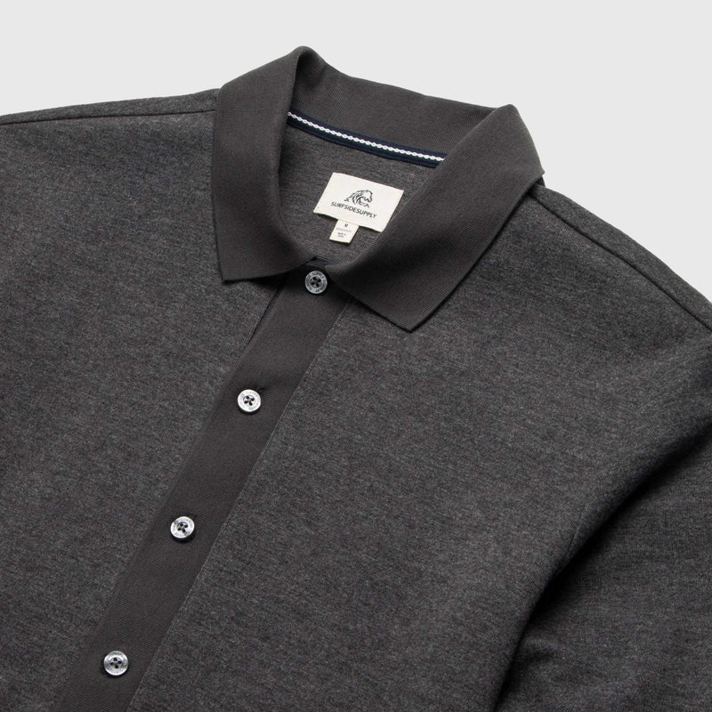 Wesley Polo Cardigan - Charcoal Heather