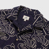 Mariner All Over Leaf Embroidery Camp Collar Shirt - Navy Blazer