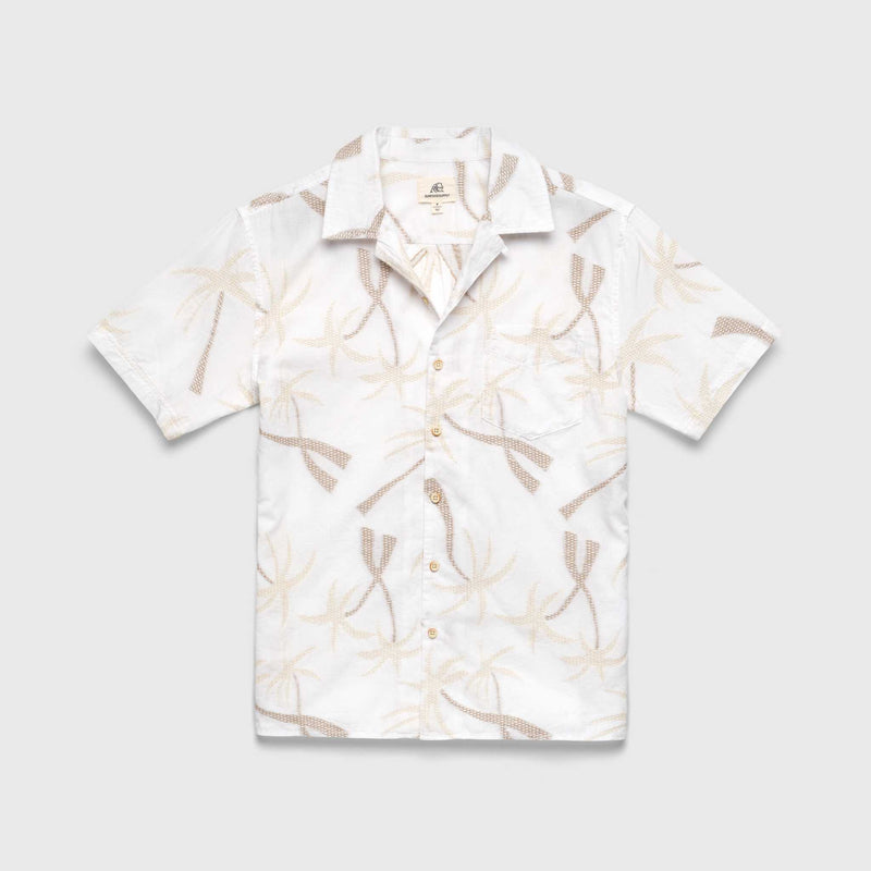 Mariner Palm Camp Collar Shirt - White - Surfside Supply Co