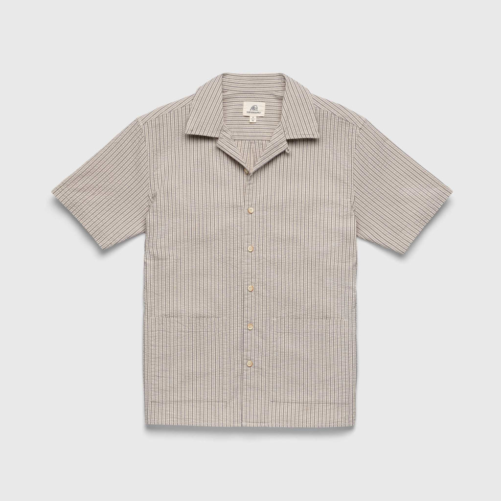 Nate Crinkle Stripe Shirt- Chinchilla - Surfside Supply Co