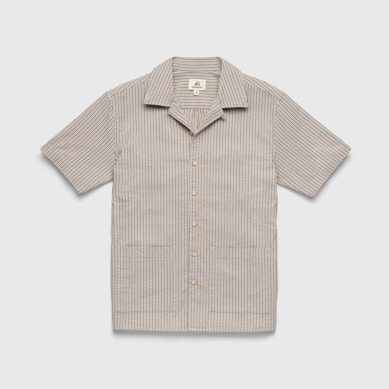 Nate Crinkle Stripe Shirt- Chinchilla - Surfside Supply Co