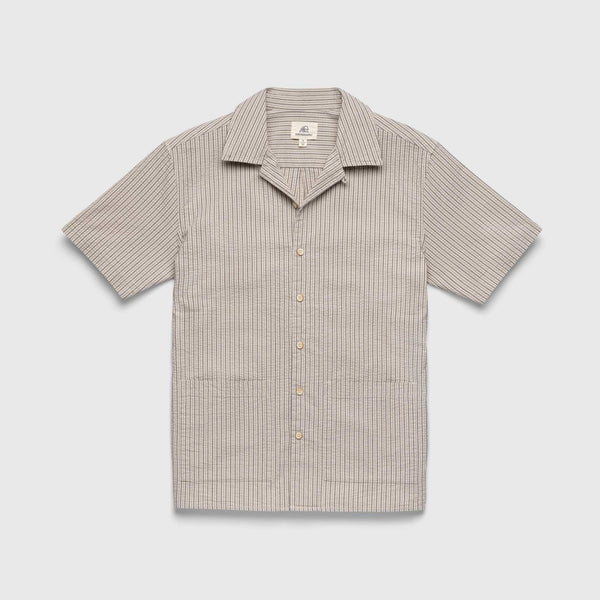Nate Crinkle Stripe Shirt- Chinchilla - Surfside Supply Co