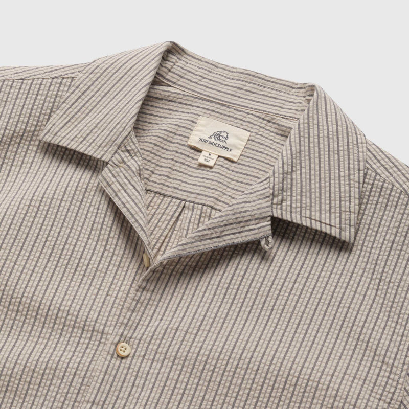 Nate Crinkle Stripe Shirt- Chinchilla - Surfside Supply Co
