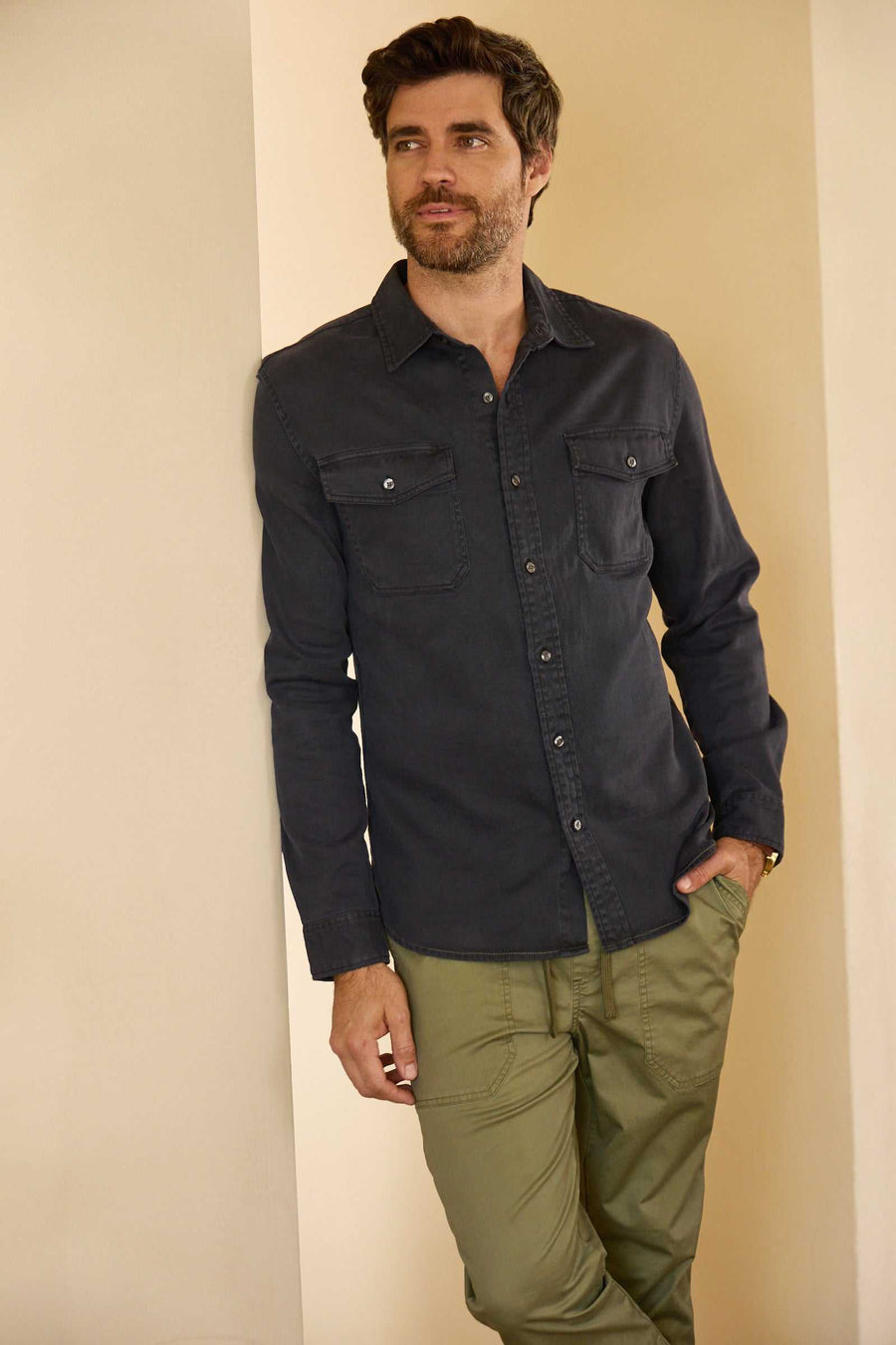 Jeb Tencel Shirt - Navy - Surfside Supply Co. – Surfside Supply Co.