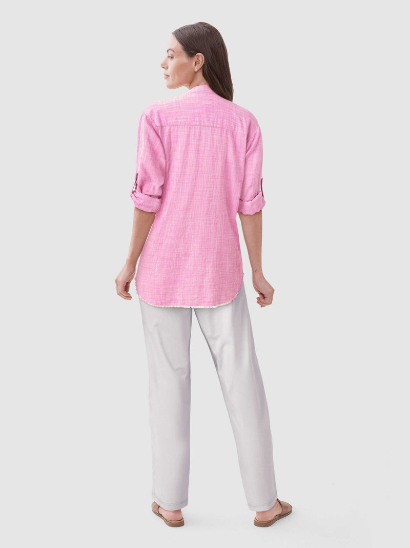 Molly Notch Collar Shirt – Pink Fiji