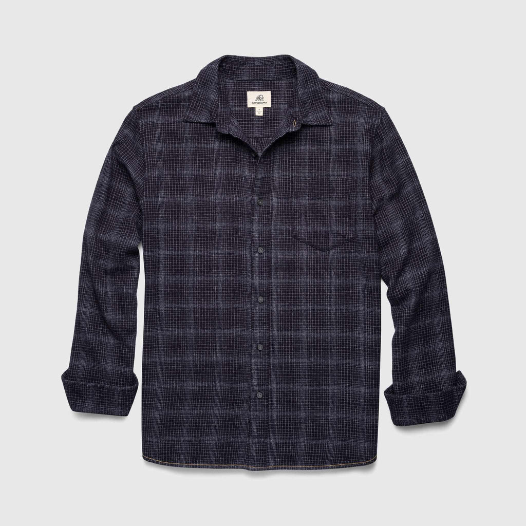 Brian Brushed Plaid Shirt - Navy Plaid - Surfside Supply Co