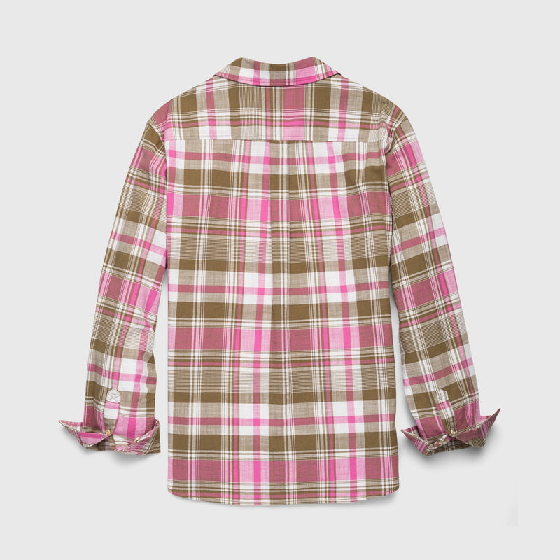 Brian Slub Plaid Shirt - Olive Pink
