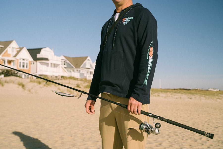 Jetty Fish Graphic Terry Popover Zip Hoodie - Navy Blazer