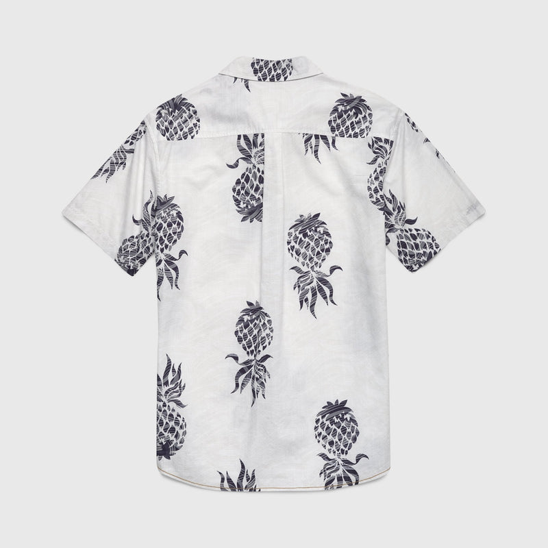 mens pineapple dress shirt Printed Woven Fun Pineapple Print Short Sleeve Shirt In White