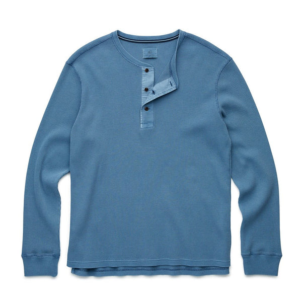 Sean Garment Dye Thermal Henley - Blue